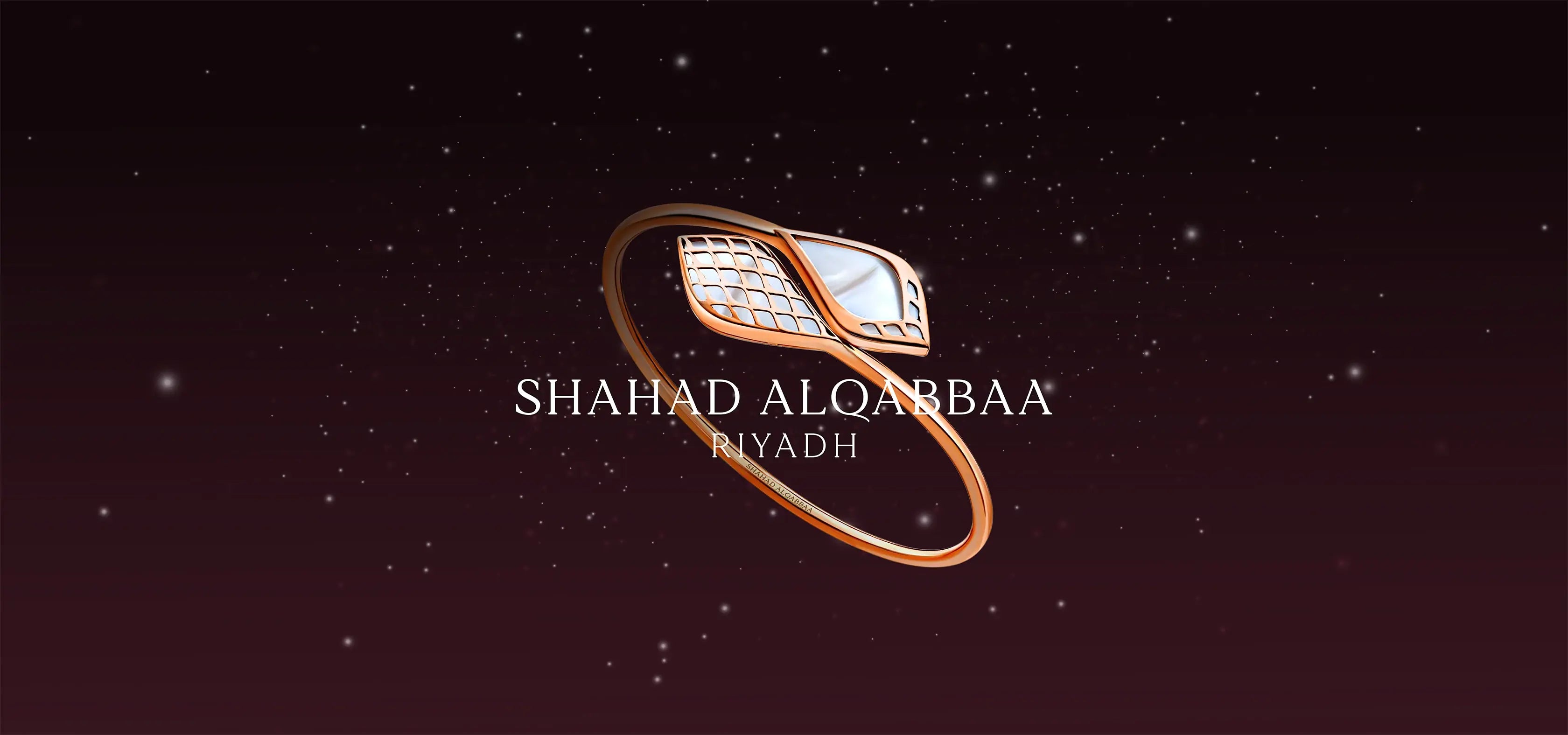 Rose gold bracelet with a starry night background and 'Shahad Aloabbaa Riyadh' text.slider_item_7AL9LM