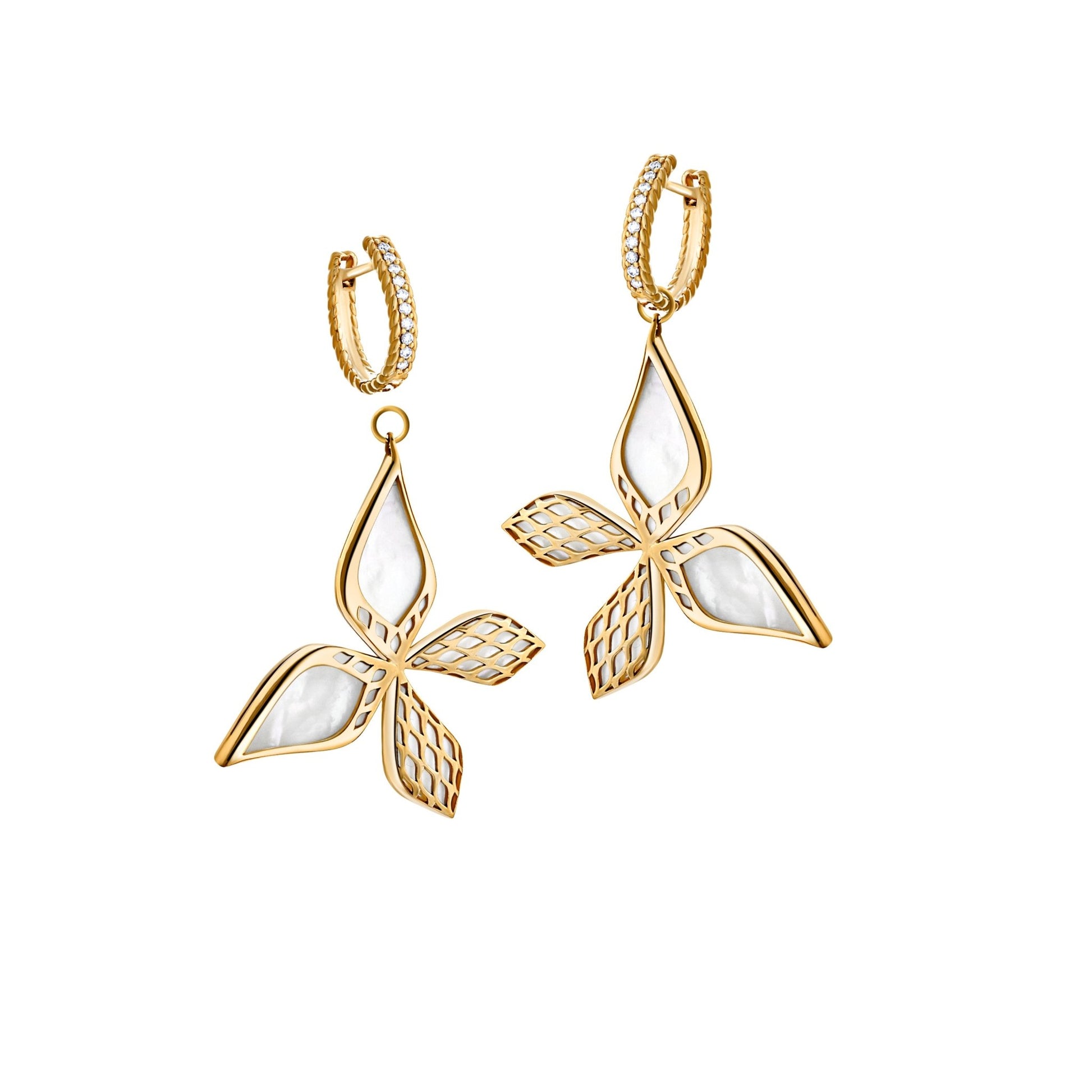 City of Dreamers Blossom Earrings – premium luxury 18K Saudi jewelry design from Shahadalqabbaa