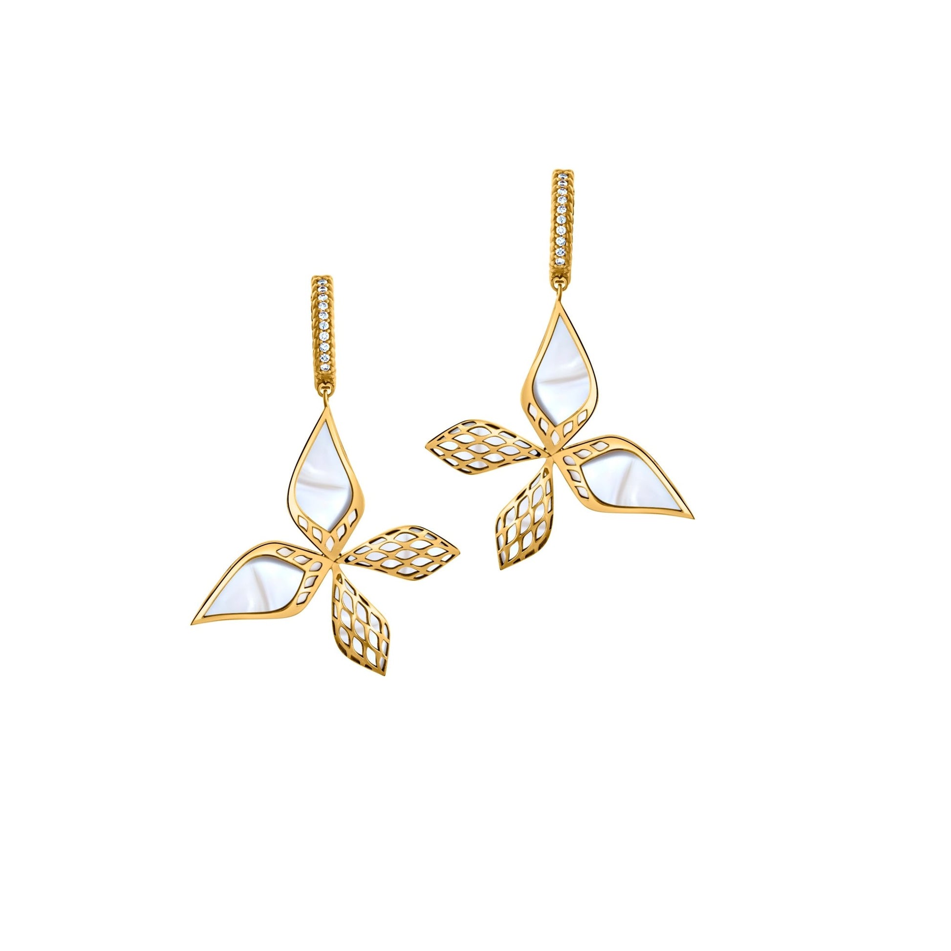 City of Dreamers Blossom Earrings – premium luxury 18K Saudi jewelry design from Shahadalqabbaa